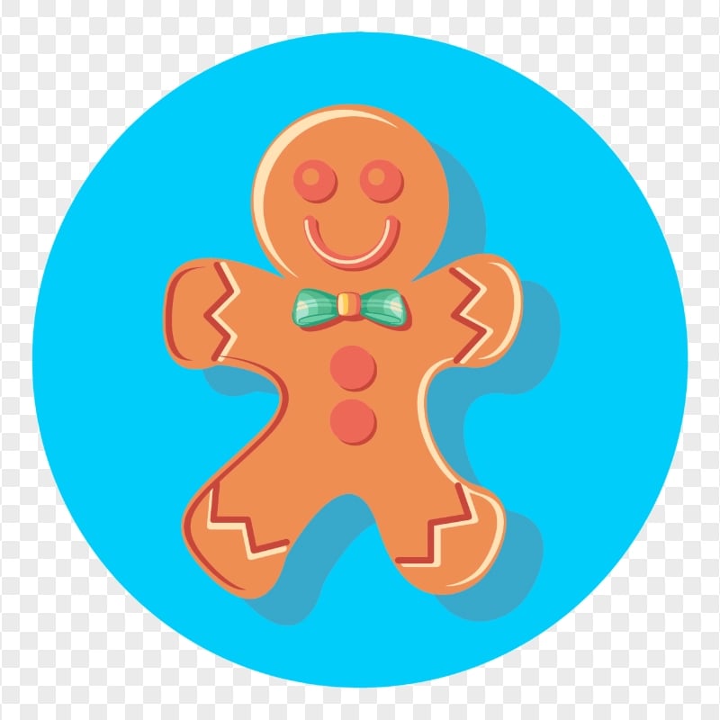 Round Flat Gingerbread Man Icon HD PNG