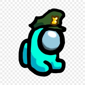 HD Cyan Among Us Mini Crewmate Military Hat PNG