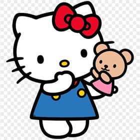 Lovable Hello Kitty Holding a Teddy Bear PNG IMG