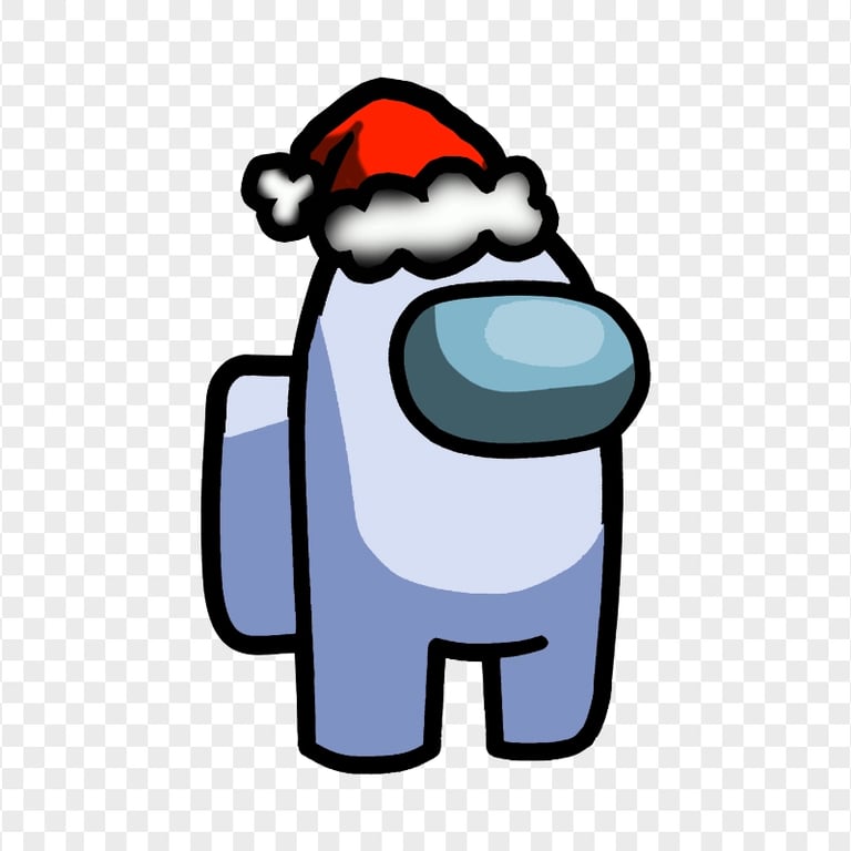 HD White Among Us Crewmate Character With Santa Hat PNG