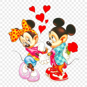 HD Mickey Holding Red Rose For Minnie PNG