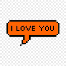 HD I Love You Orange Bubble Text Message PNG