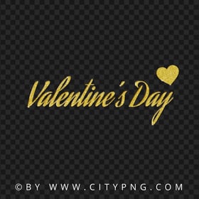Valentine's Day Gold Glitter Text Lettering Typography PNG