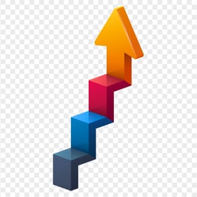HD Multicolored 3D Up Stairs Arrow Transparent PNG