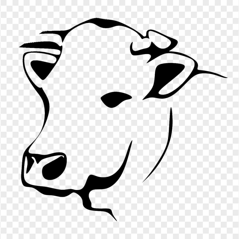 HD Black Cow Head Logo Silhouette PNG