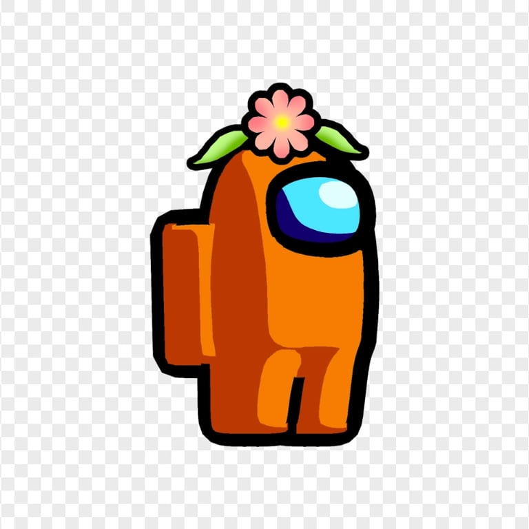 HD Orange Among Us Character Flower Hat PNG