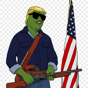 Standing Donald Trump Pepe Frog Face Hold A Weapon