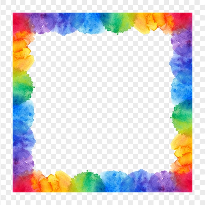 HD Rainbow Watercolor Painting Square Frame PNG