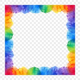 HD Rainbow Watercolor Painting Square Frame PNG