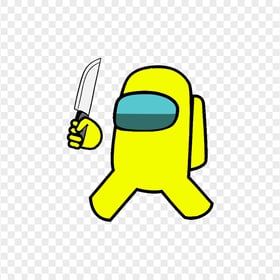 HD Yellow Among Us Crewmate Character With Holding Knife PNG