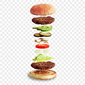 Double Patties Veggie Burger Layers HD PNG
