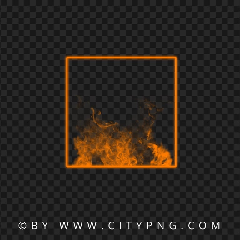 HD Neon Orange Square Frame With Smoke PNG