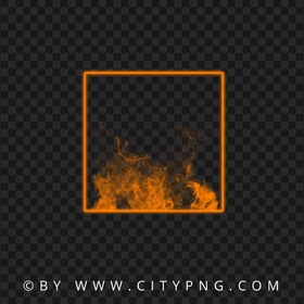 HD Neon Orange Square Frame With Smoke PNG