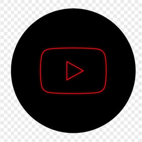 HD Black & Red Neon Round Youtube YT Sign Symbol PNG
