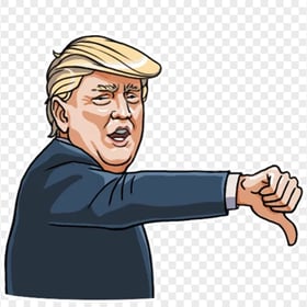 Cartoon Donald Trump Thumbs Down Sign