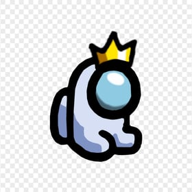 HD White Among Us Mini Crewmate Baby With Crown Hat PNG
