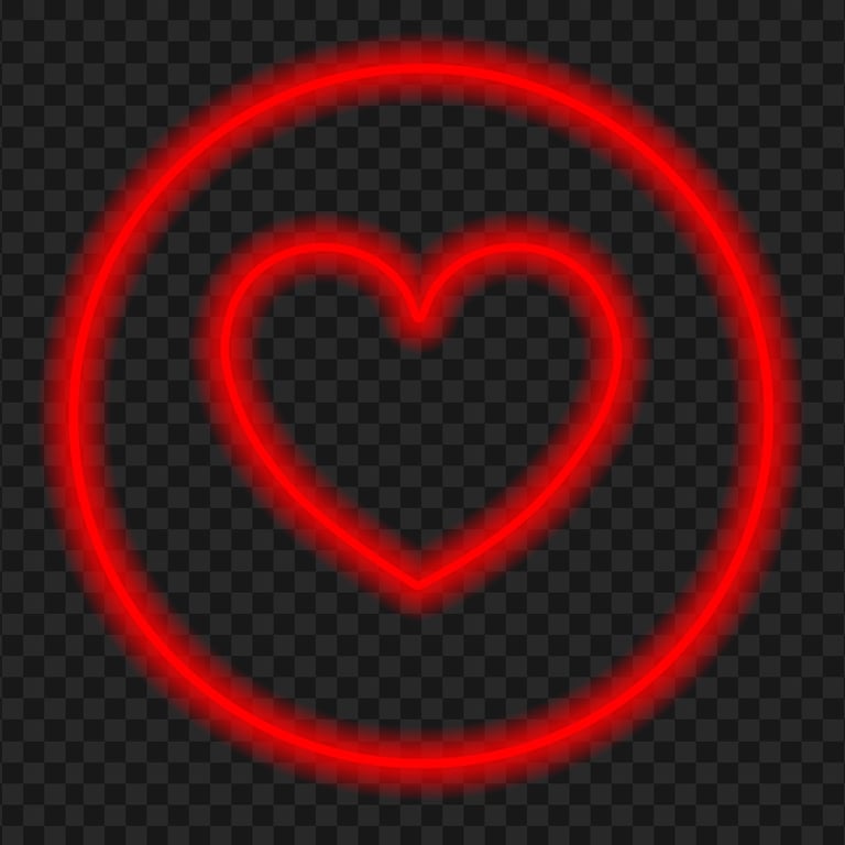HD Red Neon Heart Round Icon PNG