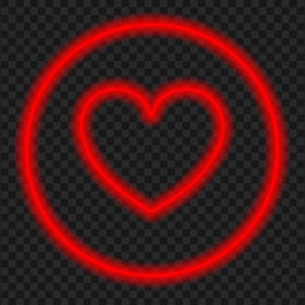 HD Red Neon Heart Round Icon PNG