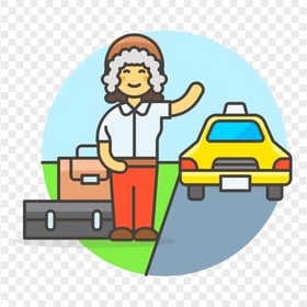 Cartoon Vector Male Client Waiting Taxi Cab Icon PNG