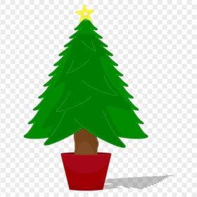 Cartoon Clipart Christmas Tree Plant Pot PNG Image