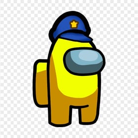 HD Among Us Crewmate Yellow Character With Police Hat PNG