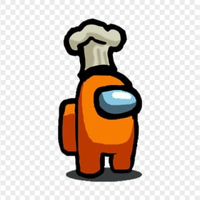 HD Orange Among Us Character With Chef Hat On Head PNG