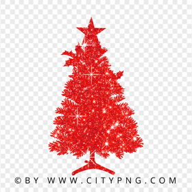 HD Beautiful Christmas Tree Silhouette Covered With Red Glitter PNG