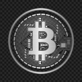 HD Silver Metal Bitcoin Crypto Blockchain Coin Icon PNG
