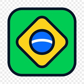 Flat Square Brazil Flag Icon