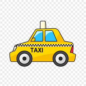 Cartoon Clipart Taxi Cab Side View PNG Image