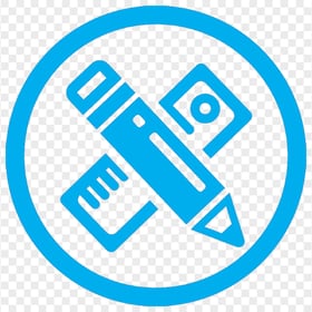 HD Light blue Round Icon Contains Pencil and Ruler PNG