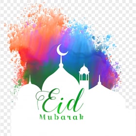 Eid Mubarak Colorful Brush Stroke Mosque Design