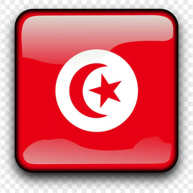 Glossy Square Tunisian TUN Flag Button Icon