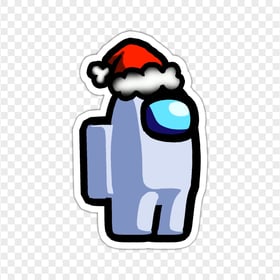 HD White Among Us Character Santa Hat Stickers PNG