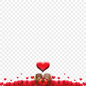 HD Two Bears Holding Red Hearts Valentine Day Love PNG