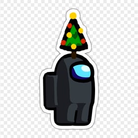 HD Black Among Us Crewmate Character With Christmas Tree Hat Stickers PNG
