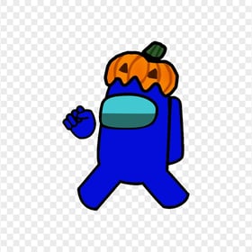 HD Dark Blue Among Us Crewmate Character With Pumpkin Hat PNG