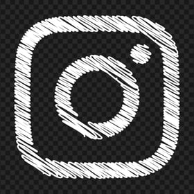 White Instagram Logo Scribble Sketch Style Icon