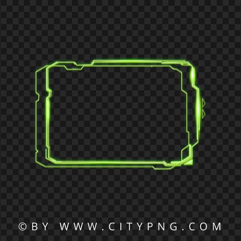 Neon Green Futuristic Frame HD Transparent Background