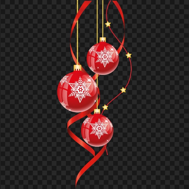 HD Red Ornaments With Ribbon Christmas Greeting PNG