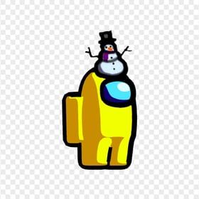 HD Yellow Among Us Crewmate Character With Snowman Hat PNG
