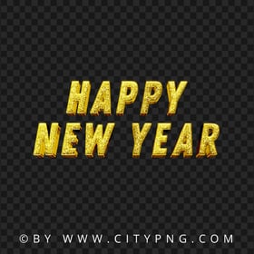 Gold Glitter Happy New Year Text Art PNG