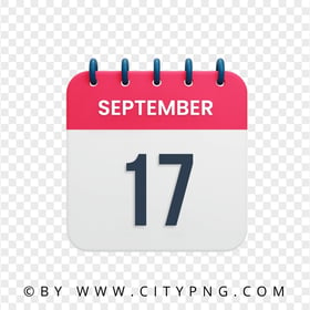 HD 17th September Day Date Calendar Icon Transparent PNG