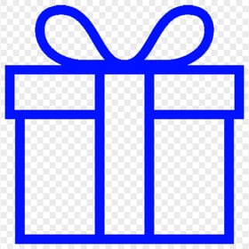 Dark Blue Line Outline Gift Box Icon PNG Image