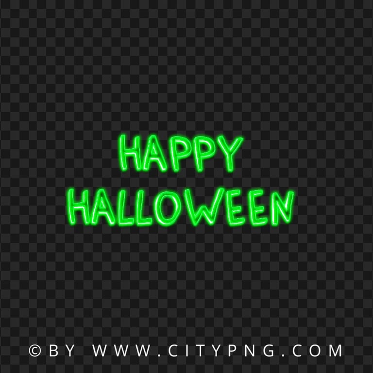 Happy Halloween Green Glowing Neon Text Logo HD PNG
