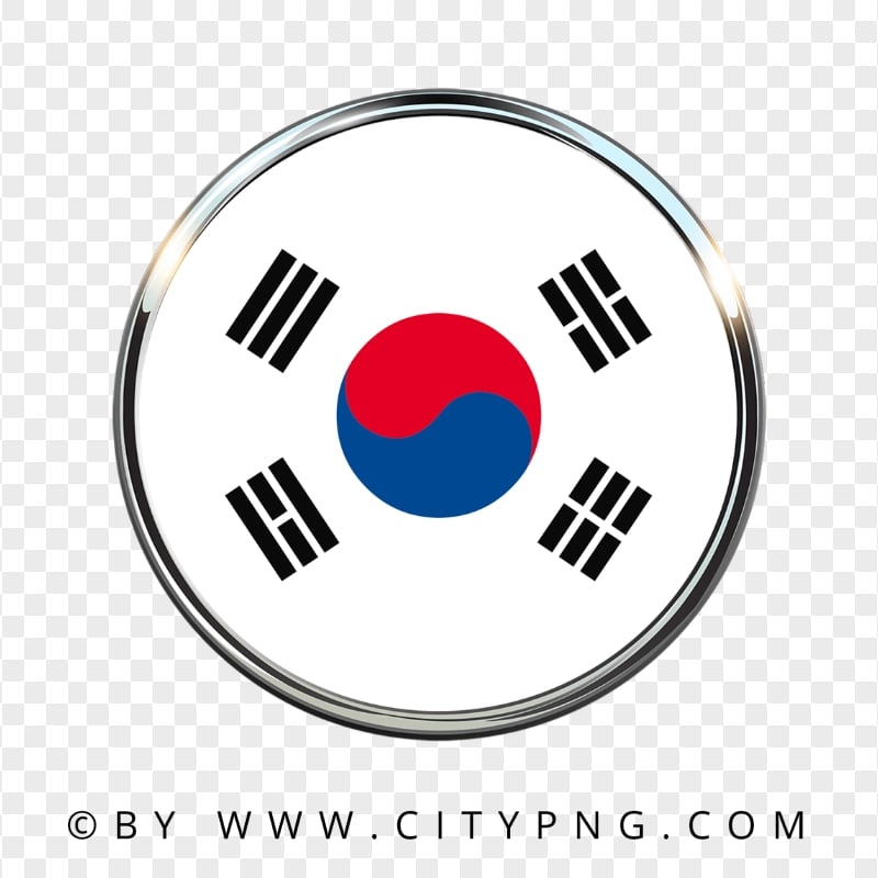 Korea Round Metal Framed Flag Icon FREE PNG