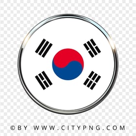 Korea Round Metal Framed Flag Icon FREE PNG