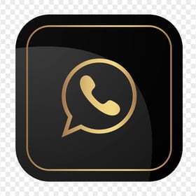 HD Luxury Black & Gold Square Whatsapp Icon PNG