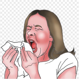 Animated Female Sick Flu Sneezing Napkin Cartoon