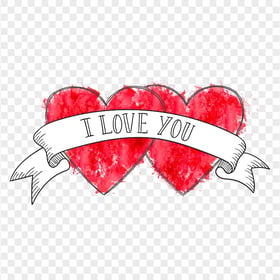 HD Valentine's Day Watercolor I Love You Hearts PNG
